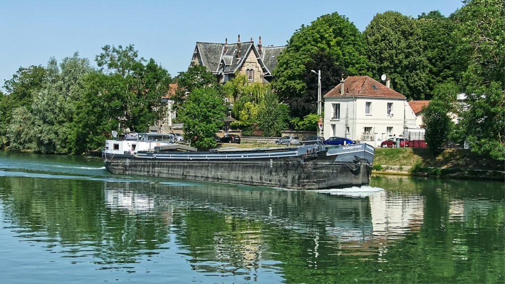 Péniche sur la Marne, près du cabinet du magnétiseur au Perreux-sur-Marne, aux portes de Paris